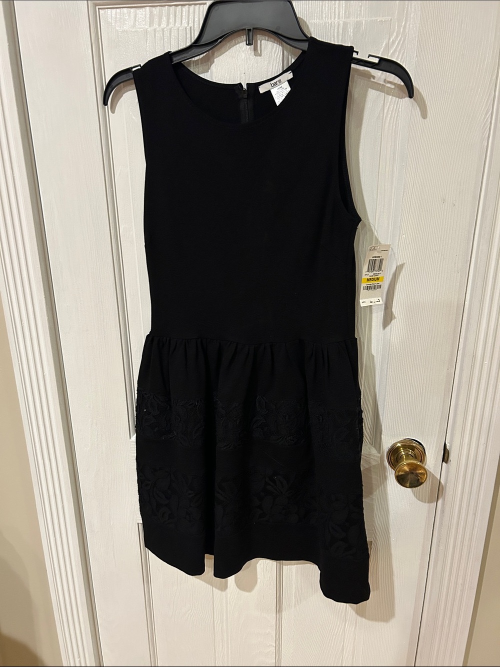 Womens Black Embroidered Fit & Flare Dress